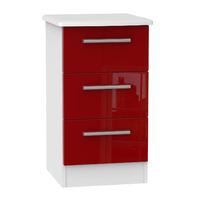 Knightsbridge 3 Drawer Bedside Cabinet Knightsbridge - 3 Dr Locker - Ruby Gloss - White Base Colour