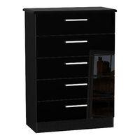 knightsbridge 5 drawer chest knightsbridge 5 drawer chest black gloss  ...