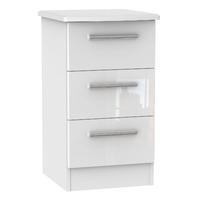 Knightsbridge 3 Drawer Bedside Cabinet Knightsbridge - 3 Drawer Bedside Cabinet - White Gloss - White Base Colour