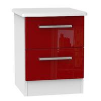 Knightsbridge 2 Drawer Bedside Cabinet Knightsbridge - 2 Dr Locker - Ruby Gloss - White Base Colour