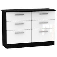 Knightsbridge 6 Drawer Midi Chest Knightsbridge - 6 Drawer Midi Chest - White Gloss - Black Base Colour