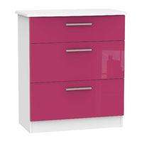 Knightsbridge 3 Drawer Deep Chest Knightsbridge - 3 Drawer Deep Chest - Pink Gloss - White Base Colour