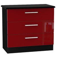 Knightsbridge 3 Drawer Chest Knightsbridge - 3 Dr Chest - Ruby Gloss - Black Base Colour