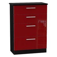 Knightsbridge 4 Drawer Deep Chest Knightsbridge - 4 Dr Deep Chest - Ruby Gloss - Black Base Colour