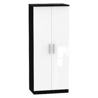 Knightsbridge 2 Door Wardrobe Knightsbridge - 2â??6â? Plain Robe - White Gloss - Black Base Colour