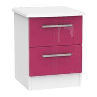 Knightsbridge 2 Drawer Bedside Cabinet Knightsbridge - 2 Drawer Bedside Cabinet - Pink Gloss - White Base Colour