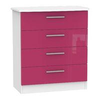 Knightsbridge 4 Drawer Chest Knightsbridge - 4 Drawer Chest - Pink Gloss - White Base Colour