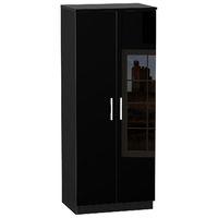 Knightsbridge 2 Door Wardrobe Knightsbridge - 2â??6â? Plain Robe - Black Gloss - Black Base Colour