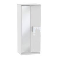 Knightsbridge 2 Door Wardrobe with Mirror Knightsbridge - 2â??6â? Robe with Mirror - White Gloss - White Base Colour