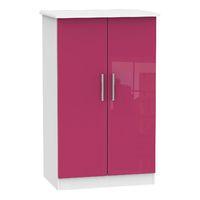 Knightsbridge 2 Door Midi Wardrobe Knightsbridge - 2â??6â? Plain Midi Robe - Pink Gloss - White Base Colour