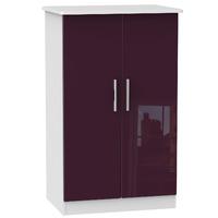 Knightsbridge 2 Door Midi Wardrobe Knightsbridge - 2â??6â? Plain Midi Robe - Aubergine Gloss - White Base Colour