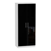 Knightsbridge 2 Door Wardrobe Knightsbridge - 2â??6â? Plain Robe - Black Gloss - White Base Colour