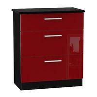 Knightsbridge 3 Drawer Deep Chest Knightsbridge - 3 Dr Deep Chest - Ruby Gloss - Black Base Colour