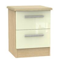Knightsbridge 2 Drawer Bedside Cabinet Knightsbridge - 2 Drawer Bedside Cabinet - Cream Gloss - Oak Base Colour