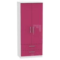 Knightsbridge 2 Drawer 2 Door Wardrobe Knightsbridge - 2â??6â? 2 Drawer Robe - Pink Gloss - White Base Colour