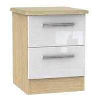Knightsbridge 2 Drawer Bedside Cabinet Knightsbridge - 2 Drawer Bedside Cabinet - White Gloss - Oak Base Colour