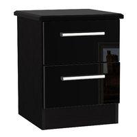 Knightsbridge 2 Drawer Bedside Cabinet Knightsbridge - 2 Drawer Bedside Cabinet - Black Gloss - Black Base Colour