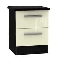 Knightsbridge 2 Drawer Bedside Cabinet Knightsbridge - 2 Drawer Bedside Cabinet - Cream Gloss - Black Base Colour
