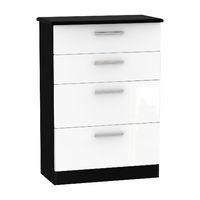 Knightsbridge 4 Drawer Deep Chest Knightsbridge - 4 Drawer Deep Chest - White Gloss - Black Base Colour