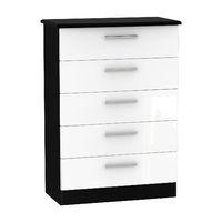 Knightsbridge 5 Drawer Chest Knightsbridge - 5 Drawer Chest - White Gloss - Black Base Colour