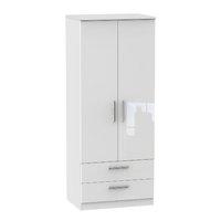 Knightsbridge 2 Drawer 2 Door Wardrobe Knightsbridge - 2â??6â? 2 Drawer Robe - White Gloss - White Base Colour