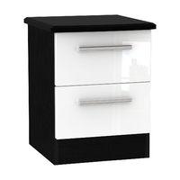 Knightsbridge 2 Drawer Bedside Cabinet Knightsbridge - 2 Drawer Bedside Cabinet - White Gloss - Black Base Colour