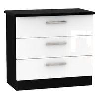 Knightsbridge 3 Drawer Chest Knightsbridge - 3 Drawer Chest - White Gloss - Black Base Colour