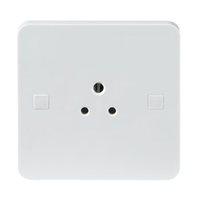 KnightsBridge Pure 9mm 2A White Round Pin 1G Single 230V Unswitched Socket