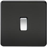 knightsbridge 20a 1g dp 230v screwless matt black electric wall plate  ...