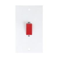KnightsBridge 45A White 2G Double Pole 230V Electric Cooker Wall Plate Switch