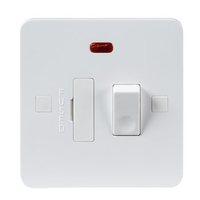 KnightsBridge Pure 9mm 13A White Switched Connection Unit with Neon Fused Spur Electric Wall Plate