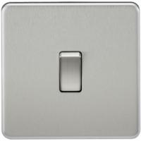 knightsbridge 20a 1g dp 230v screwless brushed chrome electric wall pl ...