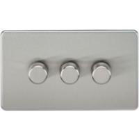 KnightsBridge 60-400W 3G 2 Way Screwless Brushed Chrome 230V Electric Dimmer Switch