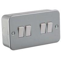 knightsbridge 10a 4g 2 way 230v metal clad electric wall plate switch