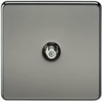 KnightsBridge SAT TV Outlet 1G Screwless Black Nickel Non-Isolated Wall Plate