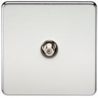 KnightsBridge SAT TV Outlet 1G Screwless Polished Chrome Non-Isolated Wall Plate