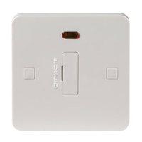 KnightsBridge Pure 9mm 13A White Connection Unit with Neon Fused Electric Wall Plate