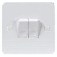 KnightsBridge Pure 4mm 10A White 2G Twin 2 Way 230V Electric Wall Plate Switch