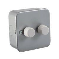 KnightsBridge 60-400W 2G 2 Way 230V Metal Clad Electric Dimmer Wall Switch