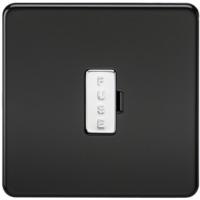 KnightsBridge 13A Screwless Matt Black Fused Spur Connector Unit Wall Plate