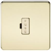 KnightsBridge 13A Screwless Polished Brass Fused Spur Connector Unit Wall Plate