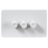 KnightsBridge Pure 9mm 40-250W White 3G 2 Way 230V Electric Dimmer Switch