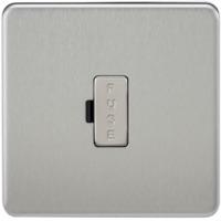 KnightsBridge 13A Screwless Brushed Chrome Fused Spur Connector Unit Wall Plate