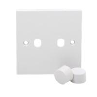 KnightsBridge 2G White Dimmer Plate Electric Wall Switch with 2 Dimmer Knobs