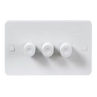 KnightsBridge Pure 4mm 40-250W White 3G 2 Way 230V Electric Dimmer Switch