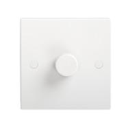 KnightsBridge 1000W White 1G 2 Way 230V Electric Dimmer Switch Wall Plate
