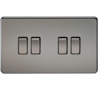 knightsbridge 10a 4g 2 way 230v screwless black nickel electric wall p ...