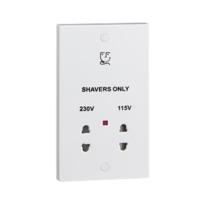 KnightsBridge White Dual Voltage 115/230V Shaver Socket With Neon