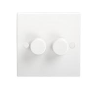 KnightsBridge 40-400W White 2G 2 Way 230V Electric Dimmer Switch Wall Plate