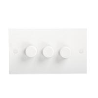 KnightsBridge 40-400W White 3G 2 Way 230V Electric Dimmer Switch Wall Plate